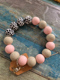 Silicone beaded wristlet keychain