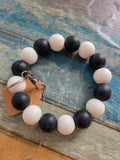 Silicone beaded wristlet keychain